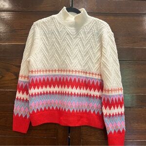 NWT St. John's Bay medium oversized fair isles mock Neck Sweater Nordic holiday